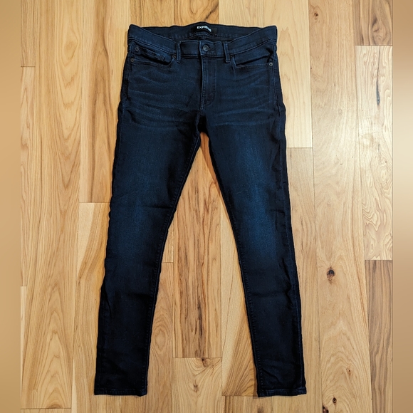Express Mid Rise Dark Wash Supersoft Womens Skinny Jean Leggings Size 10R - Picture 5 of 13